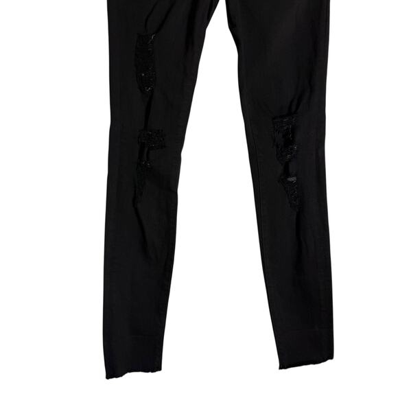 Frame Le Skinny de Jeanne Noir Jefferson Black Mid Rise Distressed Jeans Size 26 - Picture 7 of 11